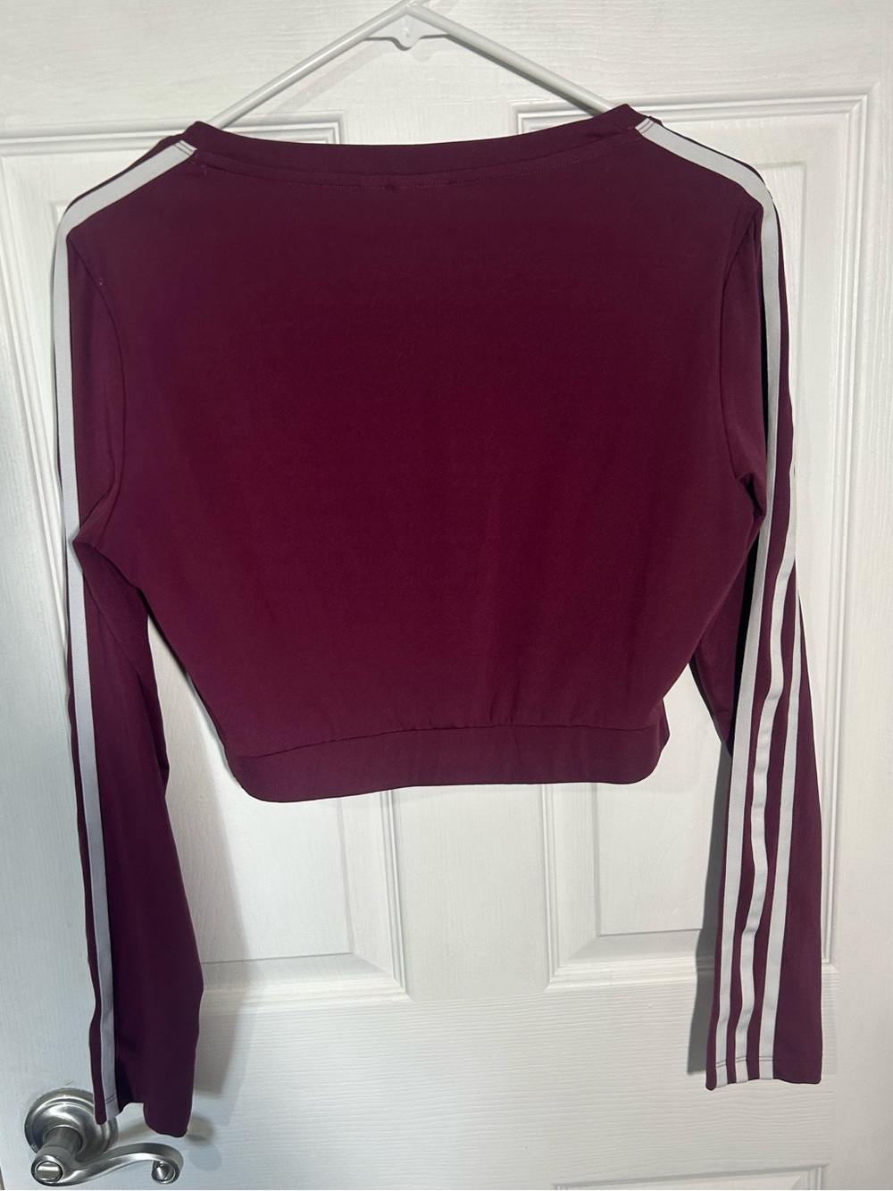 Adidas Originals Adicolor Classics long-sleeve crop burgundy square neck Medium - Picture 11 of 14
